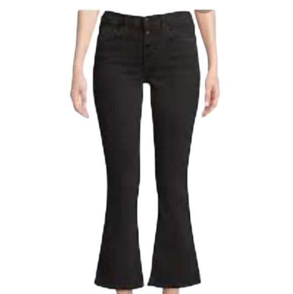 Cotton Citizen x Revolve fly front black cropped bell bottom jeans W26 l 27. NWT - Picture 7 of 7